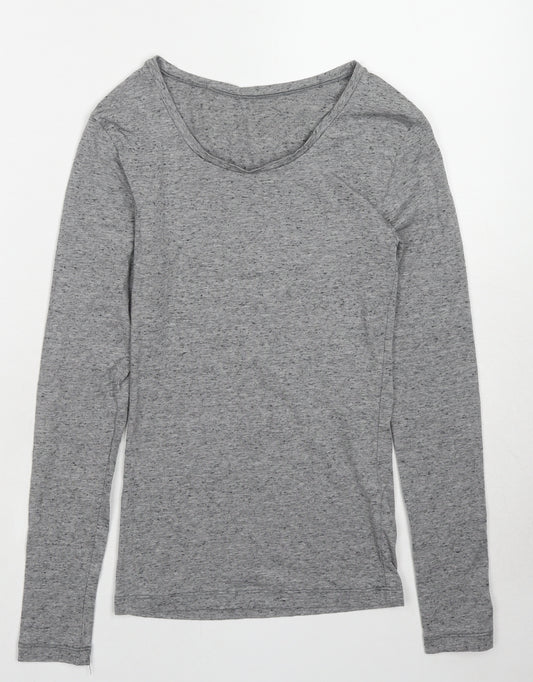 Marks and Spencer Womens Grey Acrylic Basic T-Shirt Size 8 Boat Neck