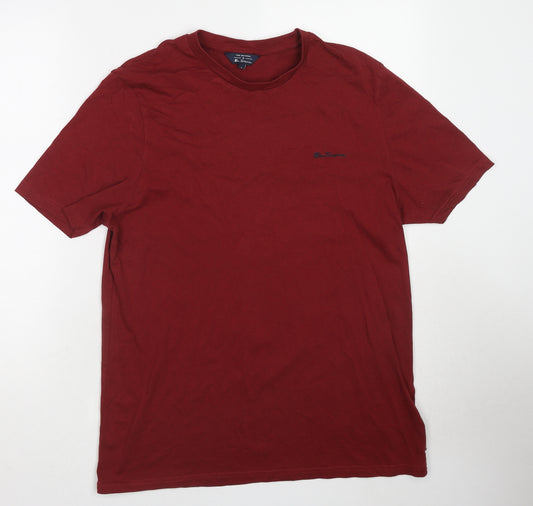 Ben Sherman Mens Red Cotton T-Shirt Size L Round Neck