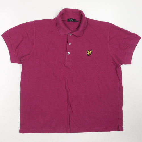 Lyle & Scott Mens Pink Cotton Polo Size XL Collared Pullover