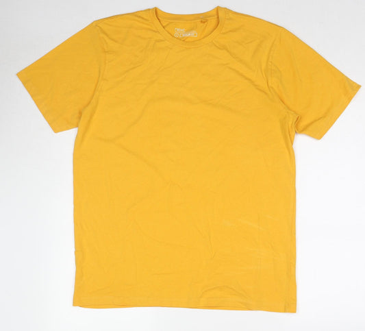 NEXT Mens Yellow Cotton T-Shirt Size L Round Neck