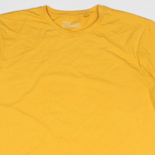 NEXT Mens Yellow Cotton T-Shirt Size L Round Neck