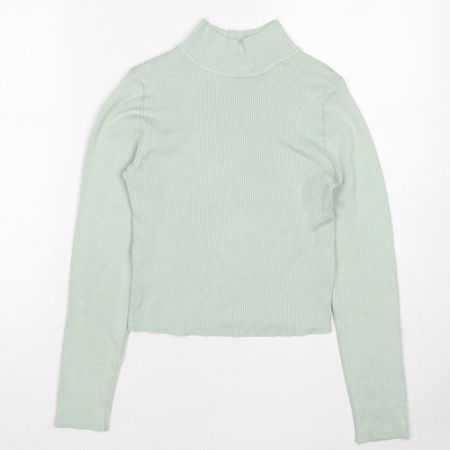 Divided by H&M Womens Green High Neck Viscose Pullover Jumper Size M