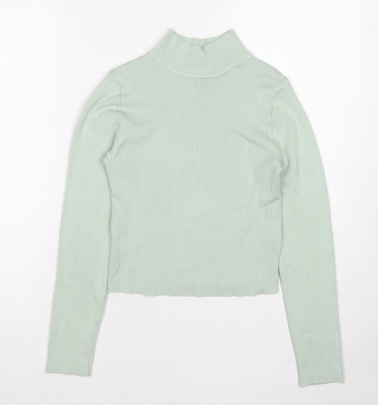 Divided by H&M Womens Green High Neck Viscose Pullover Jumper Size M