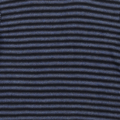 Per Una Womens Blue V-Neck Striped Acrylic Full Zip Jumper Size L