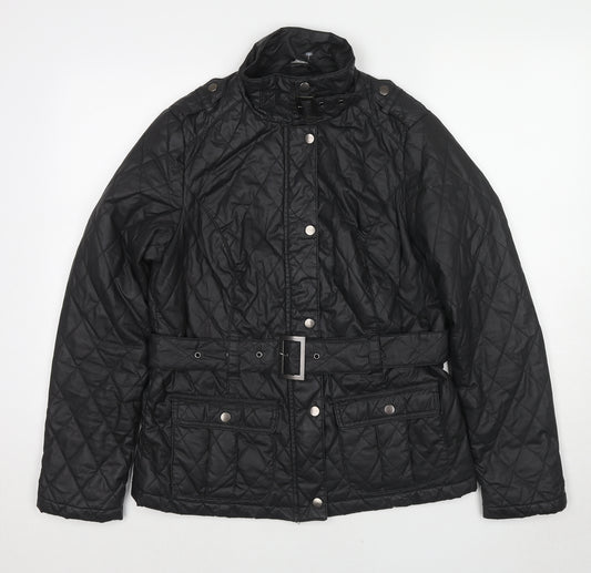 Dorothy Perkins Womens Black Quilted Jacket Size 12 Zip