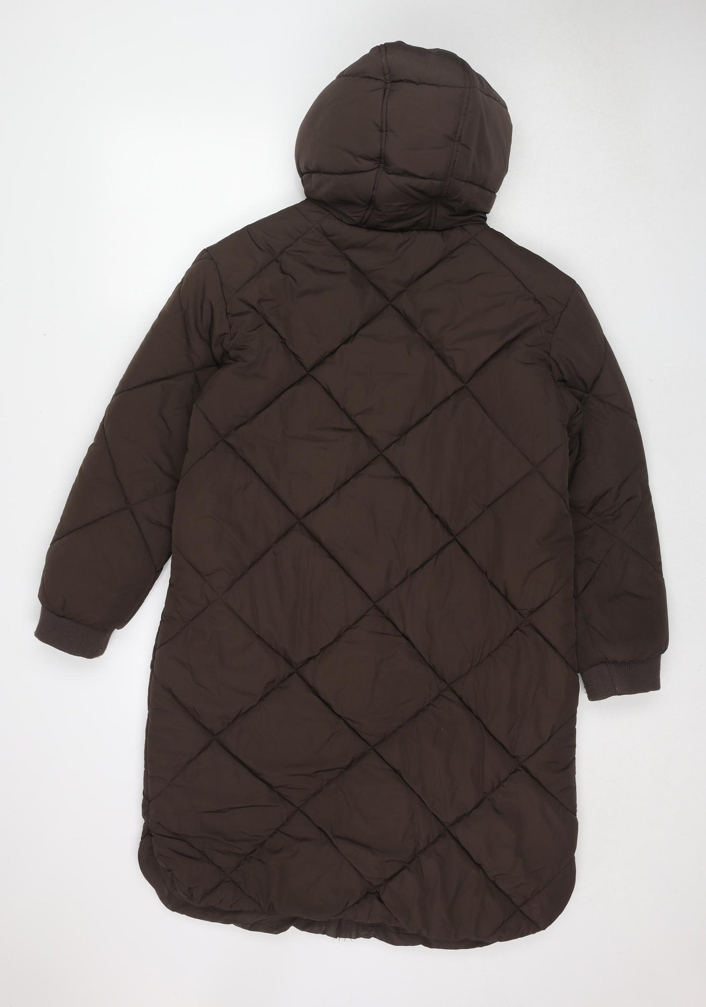 Marks and Spencer Womens Brown Quilted Coat Size 12 Zip