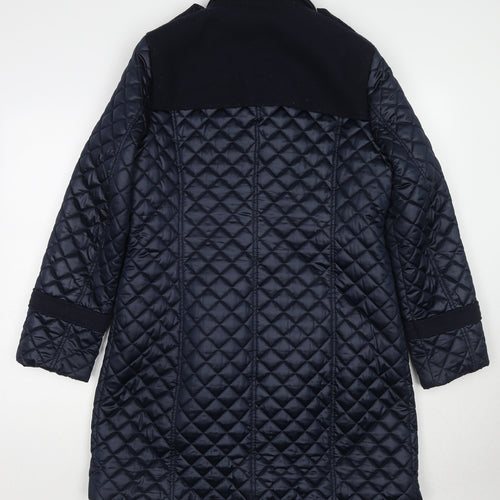 Precis Womens Blue Quilted Coat Size 12 Button