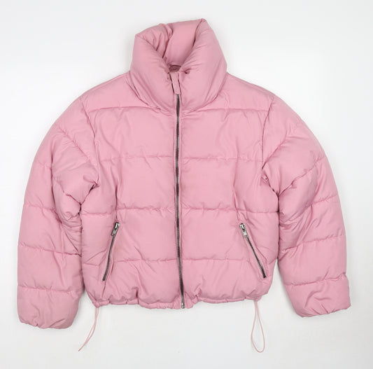Glamorous Womens Pink Puffer Jacket Jacket Size S Zip