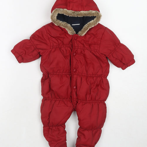 NEXT Girls Red Basic Coat Snowsuit Size 0-3 Months Snap