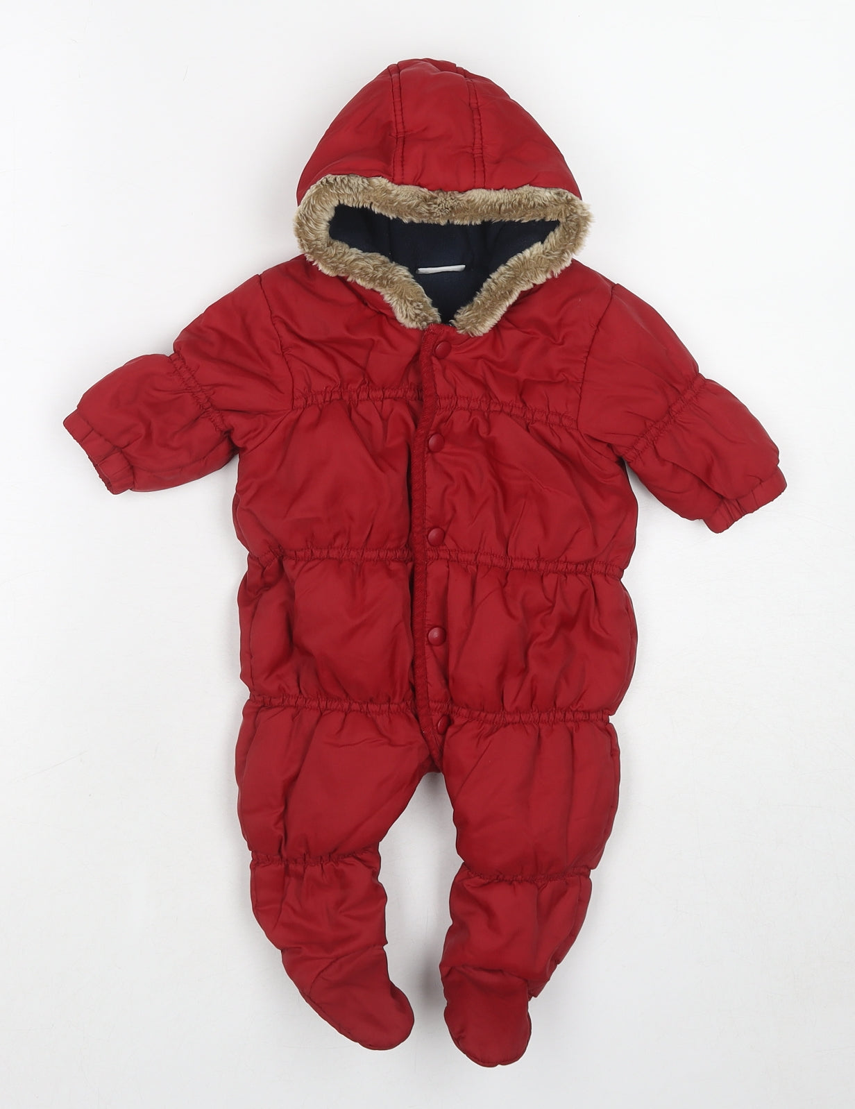 NEXT Girls Red Basic Coat Snowsuit Size 0-3 Months Snap