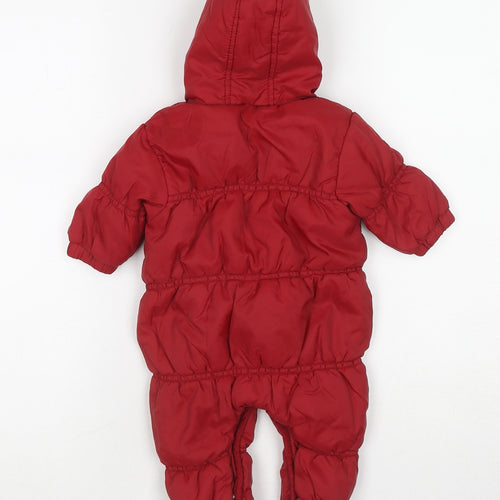 NEXT Girls Red Basic Coat Snowsuit Size 0-3 Months Snap