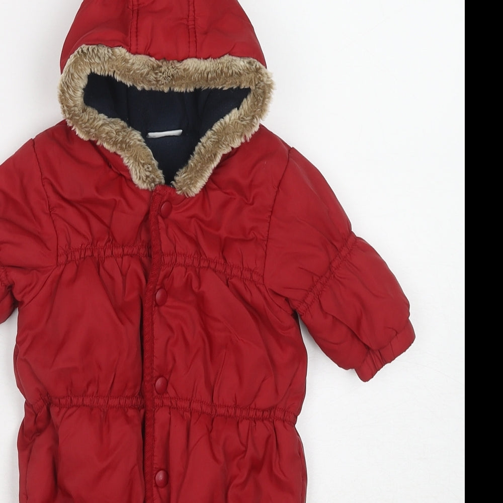 NEXT Girls Red Basic Coat Snowsuit Size 0-3 Months Snap