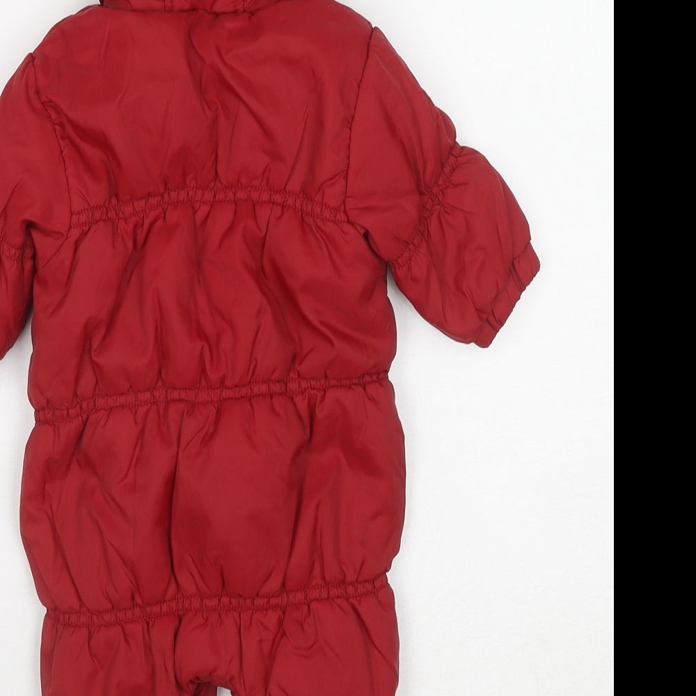 NEXT Girls Red Basic Coat Snowsuit Size 0-3 Months Snap