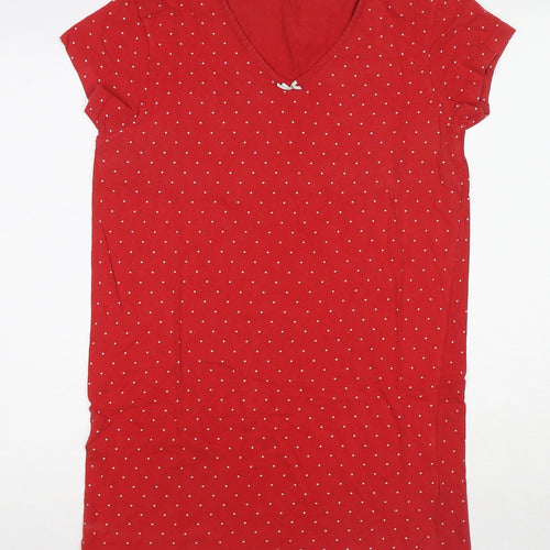 Marks and Spencer Womens Red Polka Dot Cotton Top Nightshirt Size 8