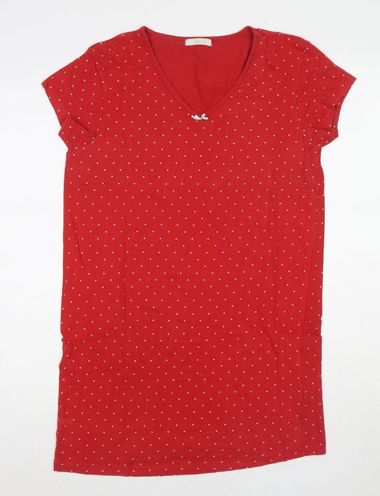 Marks and Spencer Womens Red Polka Dot Cotton Top Nightshirt Size 8