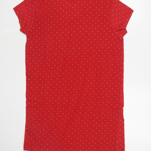 Marks and Spencer Womens Red Polka Dot Cotton Top Nightshirt Size 8