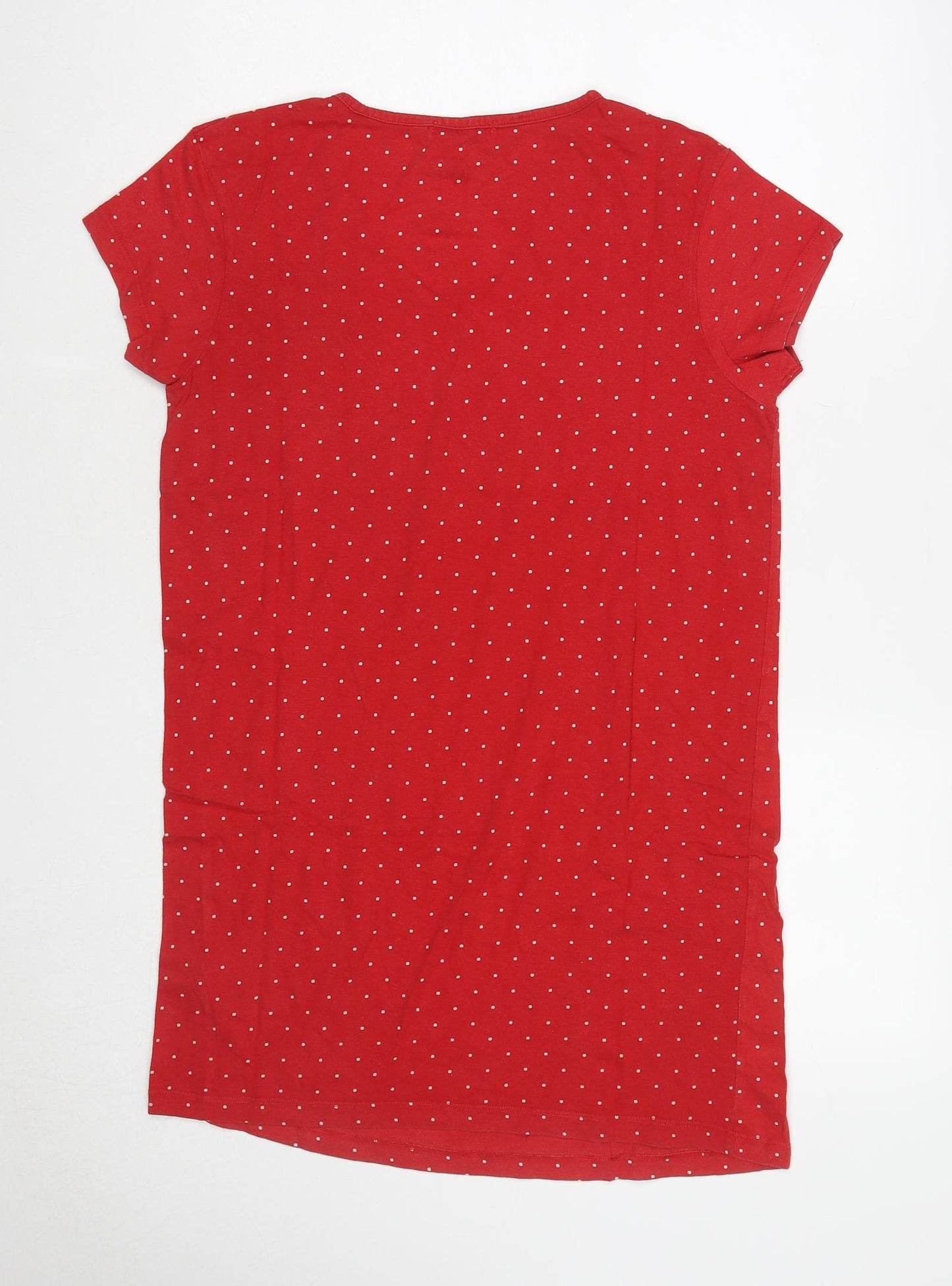 Marks and Spencer Womens Red Polka Dot Cotton Top Nightshirt Size 8