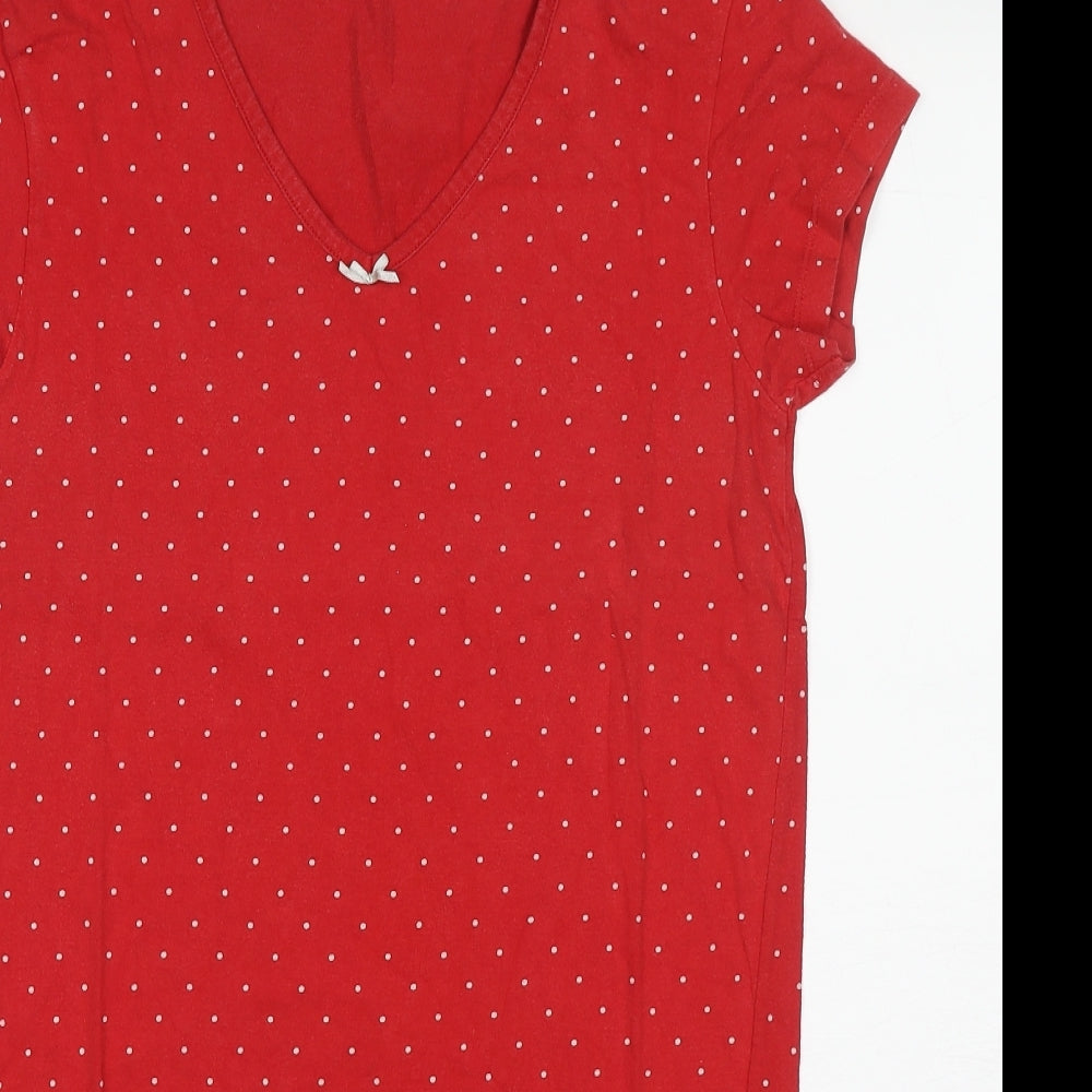 Marks and Spencer Womens Red Polka Dot Cotton Top Nightshirt Size 8