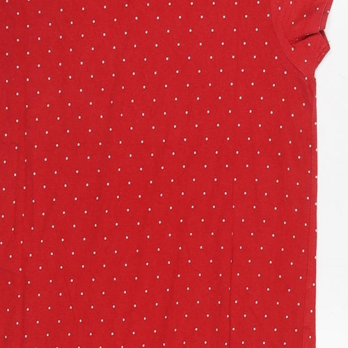 Marks and Spencer Womens Red Polka Dot Cotton Top Nightshirt Size 8