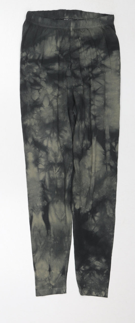 ASOS Womens Grey Geometric Cotton Capri Leggings Size 10 - Tie-Dye