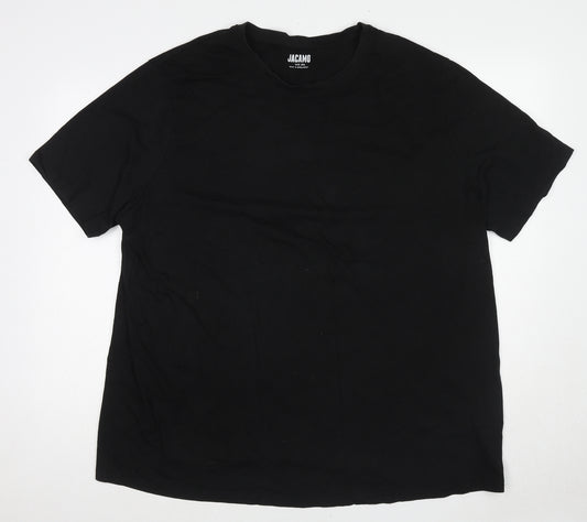 Jacamo Mens Black Cotton T-Shirt Size XL Round Neck