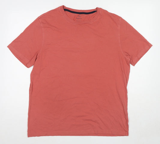 Marks and Spencer Mens Red Cotton T-Shirt Size L Round Neck