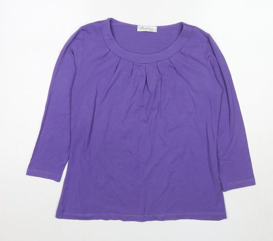 David Nieper Womens Purple Viscose Basic Blouse Size 10 Round Neck