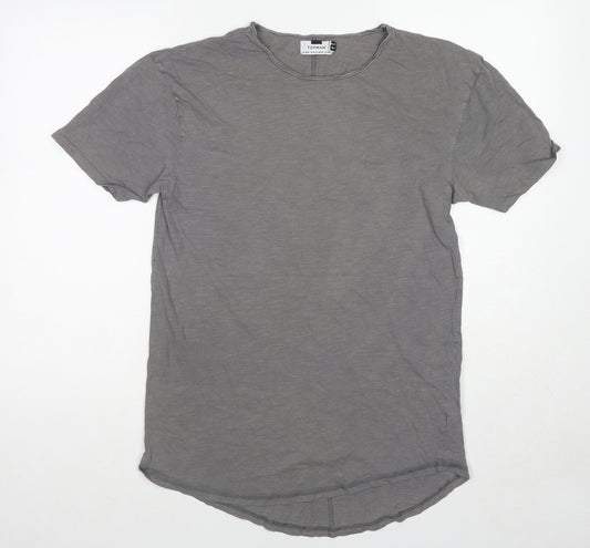 Topman Mens Grey Cotton T-Shirt Size XS Round Neck - Size XXS