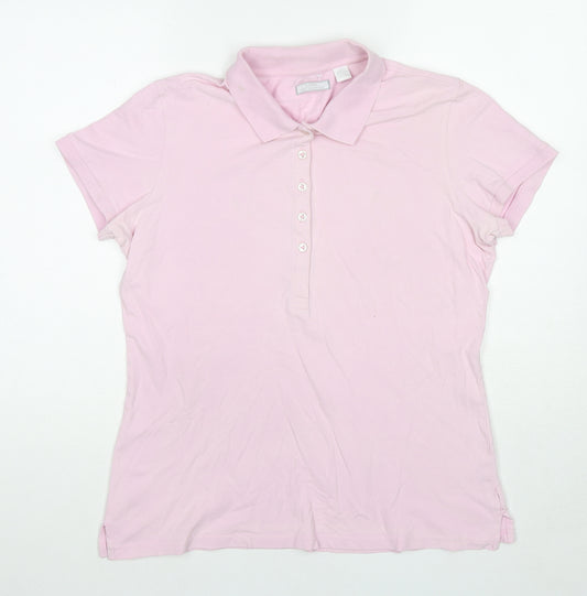Lady Hathaway Womens Pink Cotton Basic Polo Size L Collared