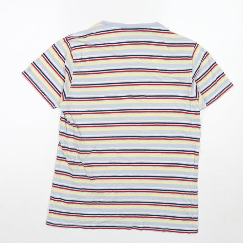 Pierre Cardin Mens Multicoloured Striped Cotton T-Shirt Size M Round Neck