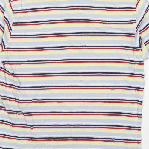 Pierre Cardin Mens Multicoloured Striped Cotton T-Shirt Size M Round Neck