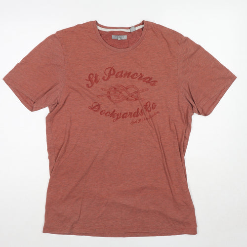 Ted Baker Mens Beige Cotton T-Shirt Size L Round Neck - Label size 5