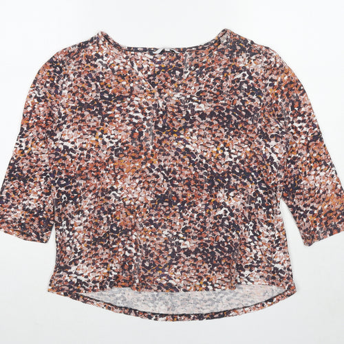 DASH Womens Multicoloured Geometric Cotton Basic Blouse Size 12 V-Neck