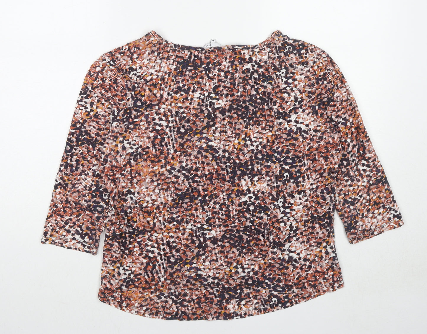 DASH Womens Multicoloured Geometric Cotton Basic Blouse Size 12 V-Neck