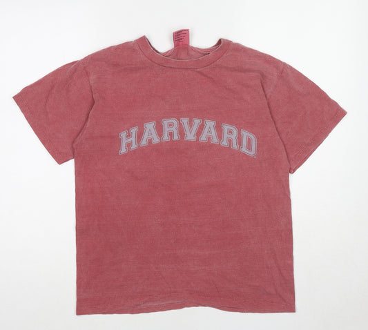 Comfort Colors Mens Red Cotton T-Shirt Size S Round Neck - Harvard