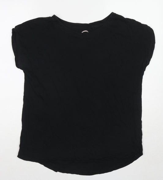 NEXT Womens Black Cotton Basic T-Shirt Size 14 Round Neck