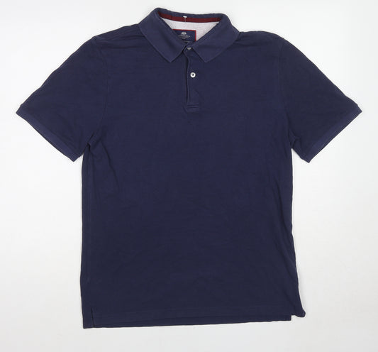 Hawes & Curtis Mens Blue Cotton Polo Size M Collared Pullover