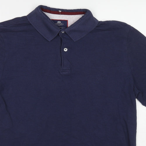 Hawes & Curtis Mens Blue Cotton Polo Size M Collared Pullover
