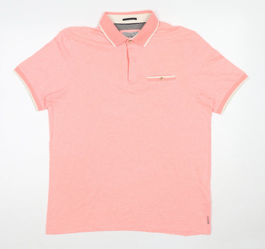 Ted Baker Mens Pink Cotton Polo Size L Collared Pullover - Ted Baker Size 5