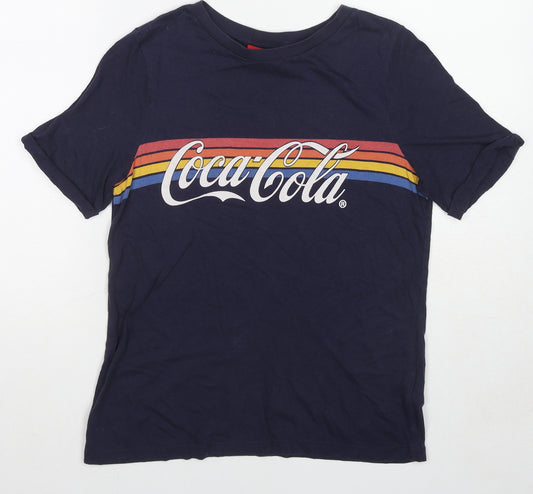 Coca-Cola Womens Blue Cotton Basic T-Shirt Size 10 Round Neck