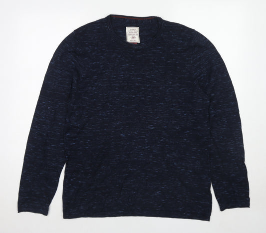 Fat Face Mens Blue Round Neck Cotton Pullover Jumper Size L Long Sleeve
