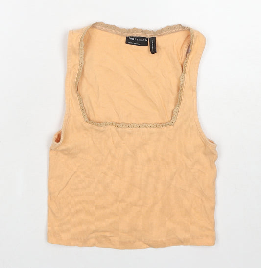 ASOS Womens Orange Cotton Cropped Tank Size 10 Square Neck