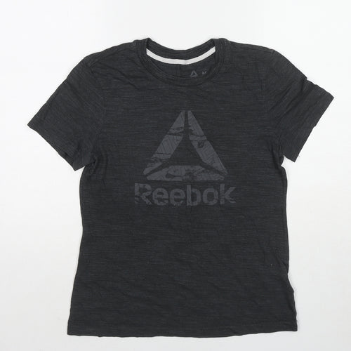 Reebok Womens Grey Cotton Basic T-Shirt Size M Round Neck