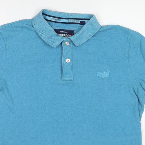 Superdry Mens Blue Cotton Polo Size 2XL Collared Pullover
