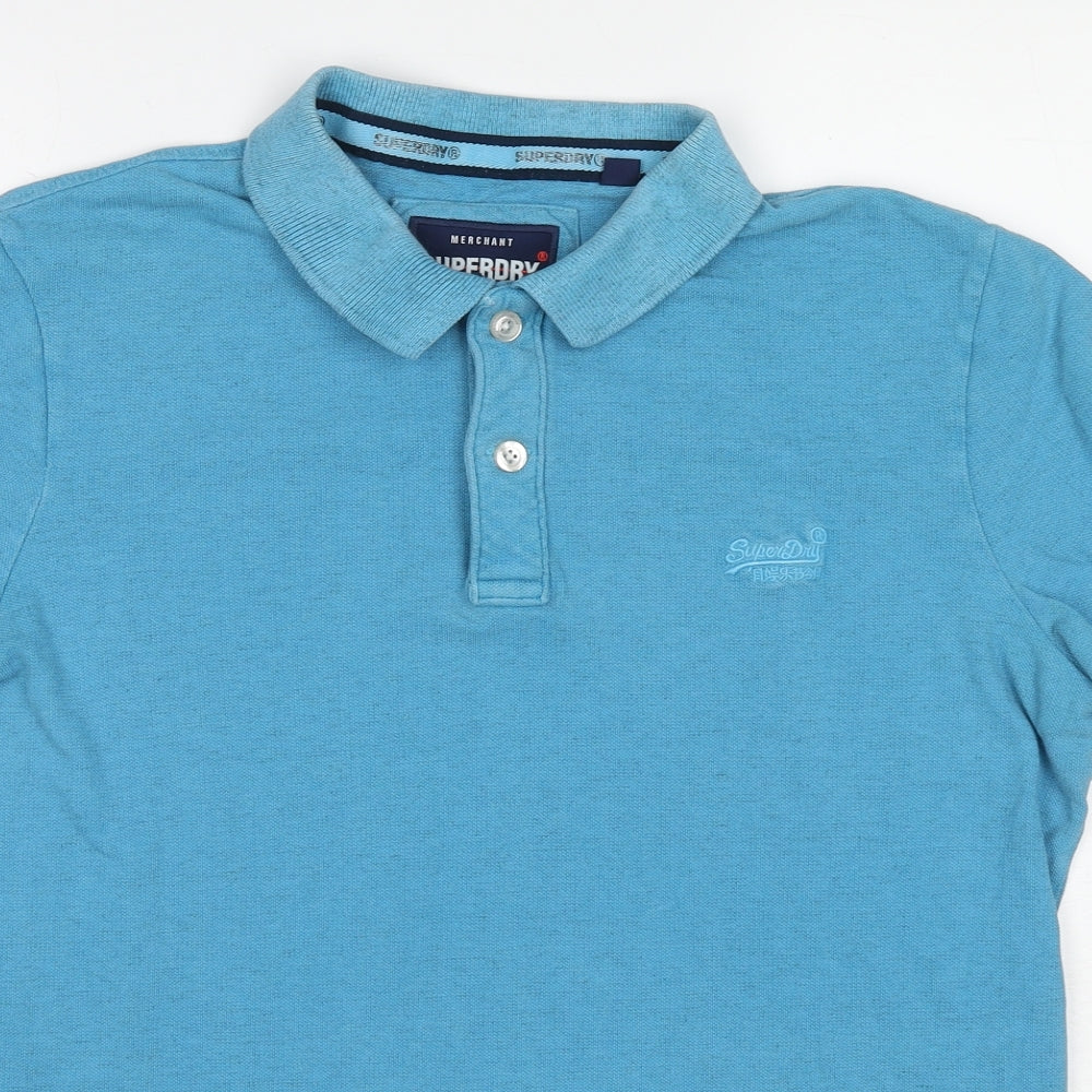 Superdry Mens Blue Cotton Polo Size 2XL Collared Pullover