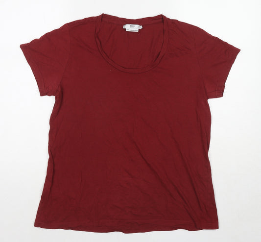 Mango Womens Red Cotton Basic T-Shirt Size XL Round Neck