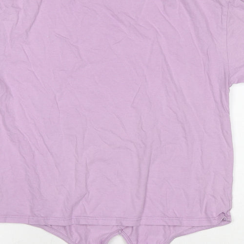 River Island Girls Purple Cotton Basic T-Shirt Size 9-10 Years Round Neck Pullover - San Clemente Knot Front