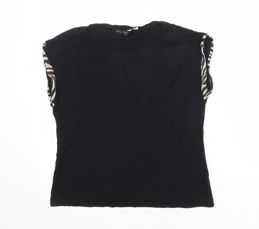 Dorothy Perkins Womens Black Viscose Basic T-Shirt Size 12 Boat Neck