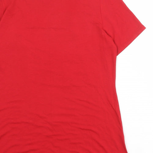 Saloos Womens Red Viscose Basic T-Shirt Size M Round Neck