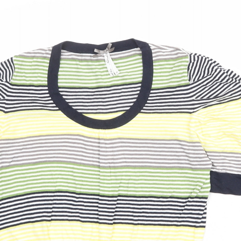 NEXT Womens Multicoloured Round Neck Striped 100% Cotton Pullover Jumper Size 18